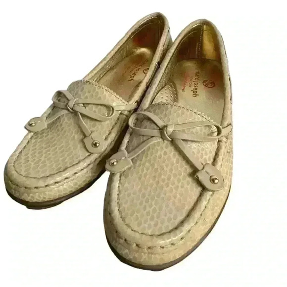 MARC JOSEPH NEW YORK womens Golf Genuine Leather Moccasin Gold Metallic Size 7 - Picture 1 of 11